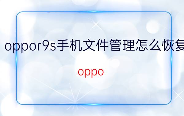 oppor9s手机文件管理怎么恢复 oppo 手机备用文件是哪个？